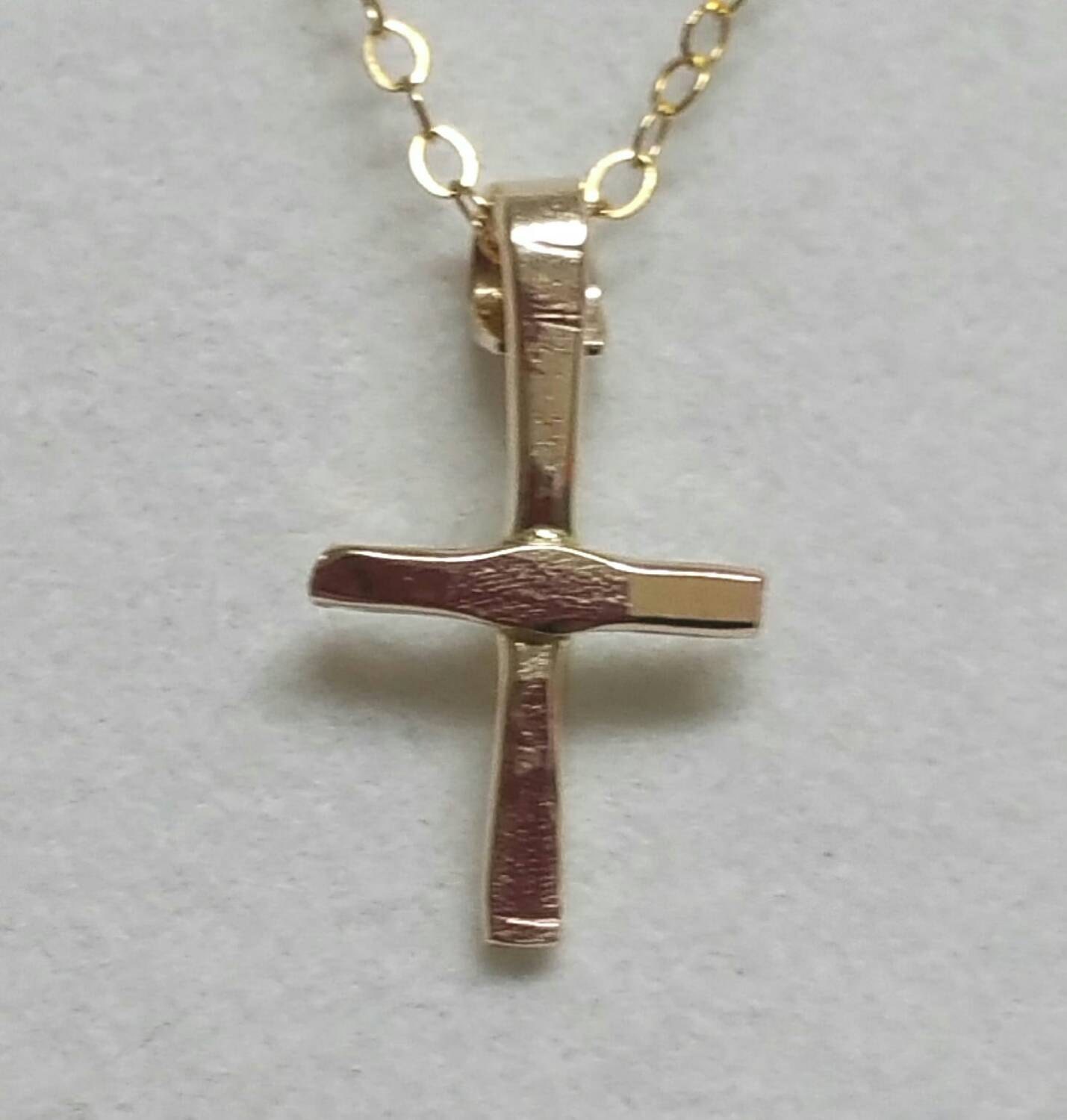 Small Gold Cross Rustic Gold Cross Pendant Christian Cross
