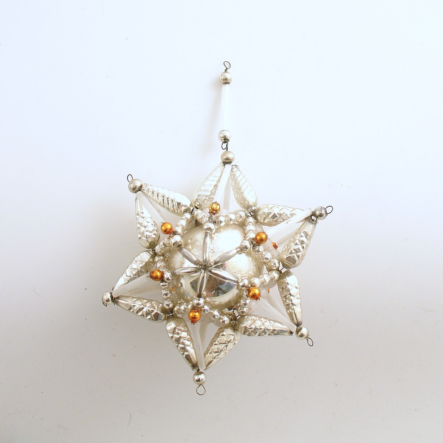 Vintage Czech Glass Bead Star Christmas Ornament Christmas