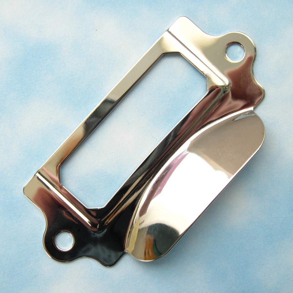 Silver Label Holder With Cupped Drawer Pull Handle Set of 5