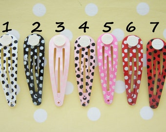 12 pcs Choose Colors Polka Dots Hair Snap Clips with Pads (48mm) AS070