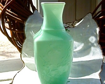 Vintage Spring Dynasty Mint Celadon Green Avon Collectible Vase Fragranced