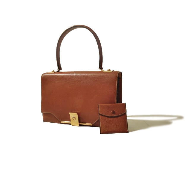 Authentic Hermes Bag Vintage 1960s Cognac Leather Handbag