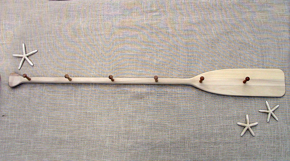 58 6Peg Unfinished Paddle Coat Hat Rack / Nautical