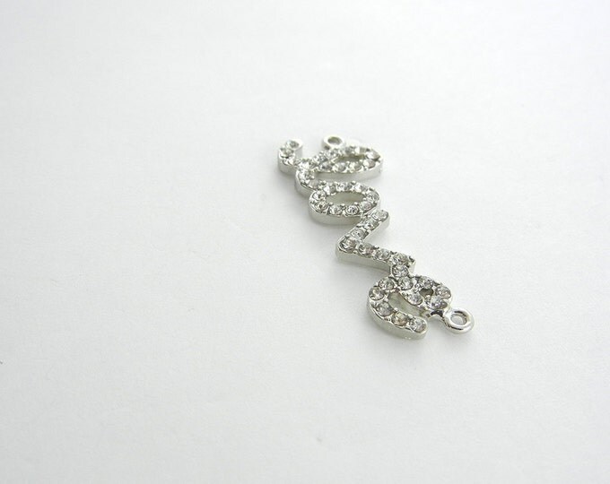 Small Silver-tone Rhinestone Love Double Link Pendant