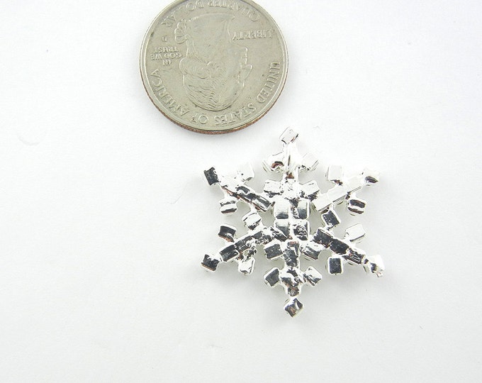 Silver-tone Rhinestone Snowflake Pendant