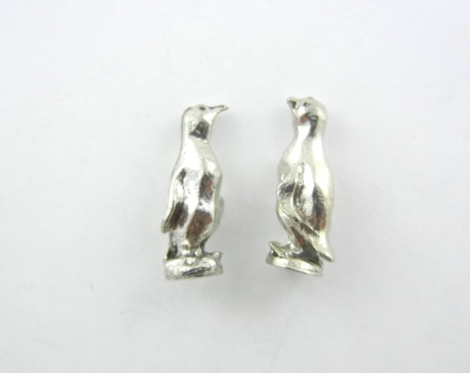 Pair of Small Dimensional Pewter Penguin Figurines