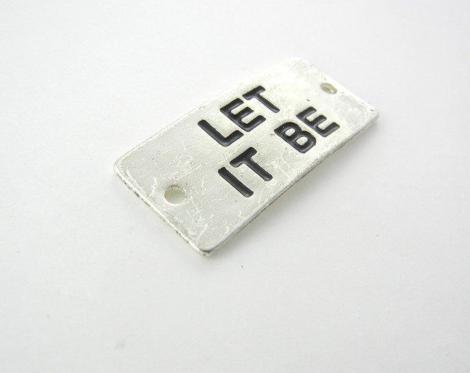 Let It Be Double Link Message Bar Antique Silver-tone Slightly Curved