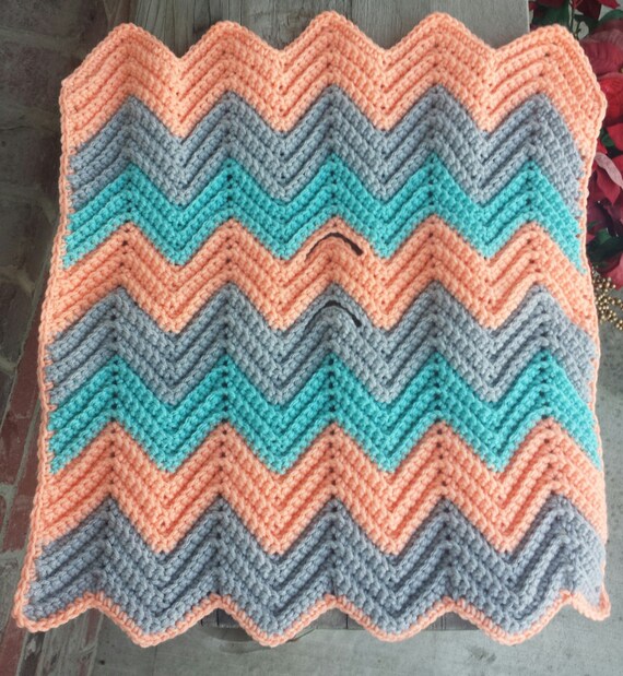 Crochet chevron baby blanket with holes for car by MalindasDesigns