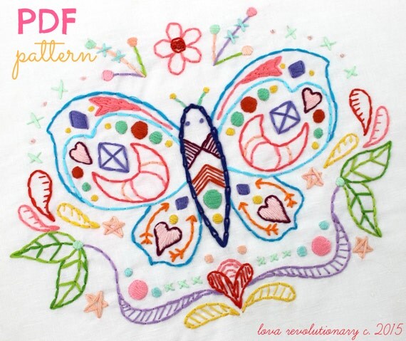 Butterfly Pattern. Hand Embroidery. PDF Pattern. Digital