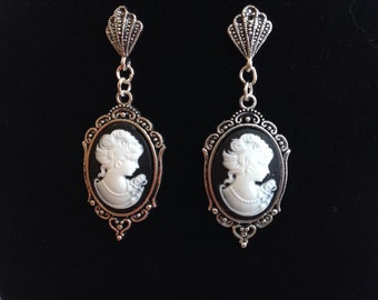 Cameo Earrings, Resin Cameo Earrings