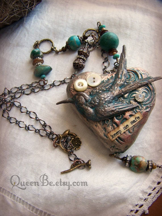 Altered Mixed Media Gypsy Jewelry Altered Necklace Vintage