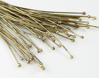Bronze Ball Headpins 100 Ball Pins Antique Bronze 2.25 inch (60mm) 23 gauge (1040pin60z1)xz