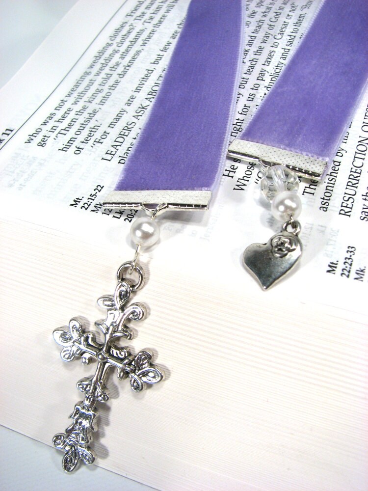Bible Ribbon Bookmark Christian Gift Purple by SpinTilYurDizzy