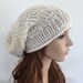 Hand knit hat, Chunky Hat, ivory wool hat