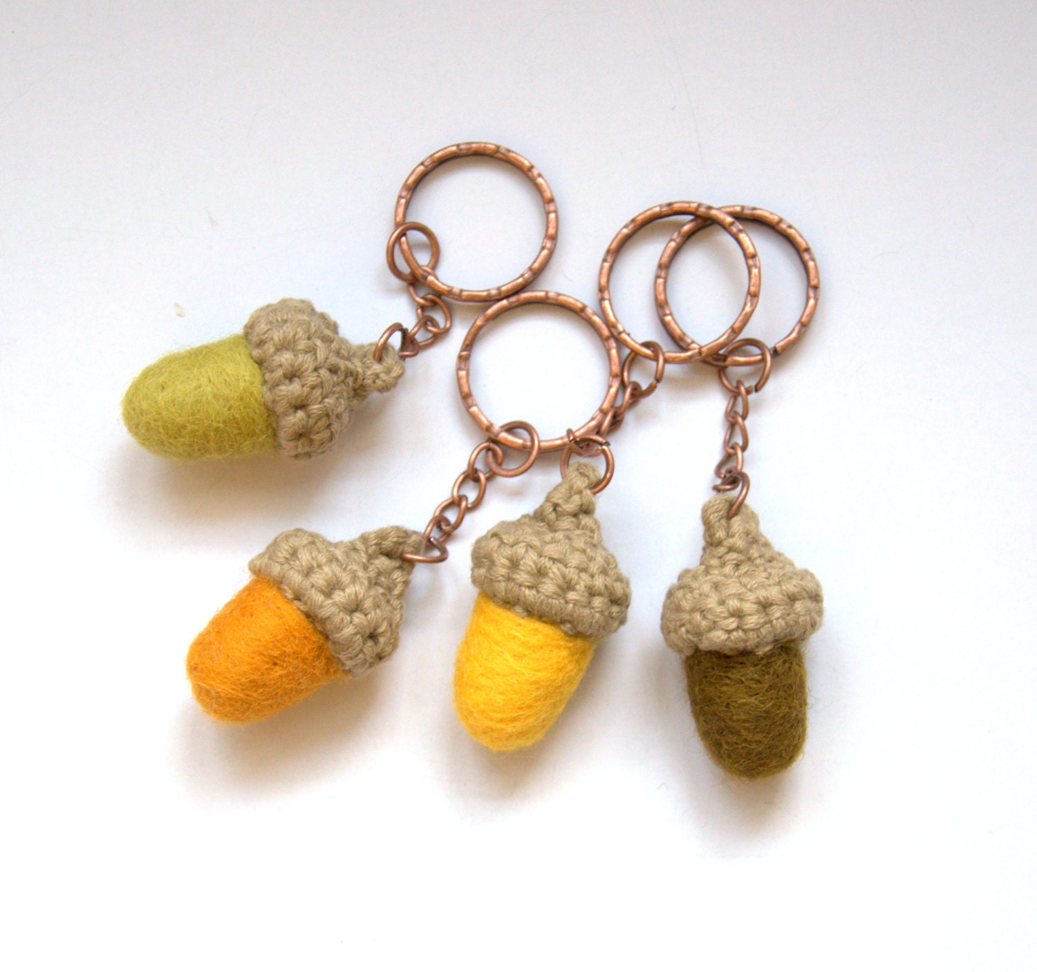 Felted wool acorn handmade keychain key ring gift Birthday