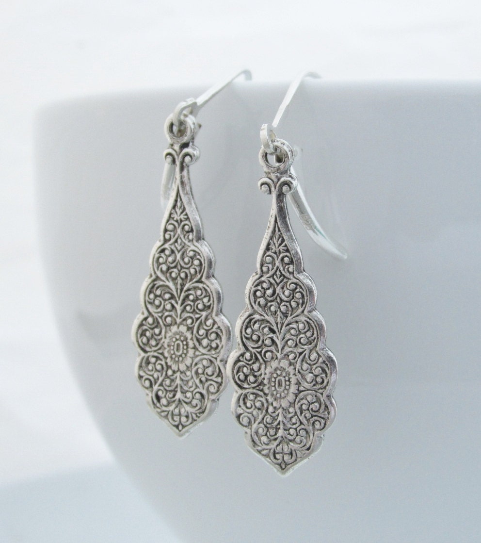 Dangling Silver Earrings Sterling Silver Art by PinkingEdgeDesigns