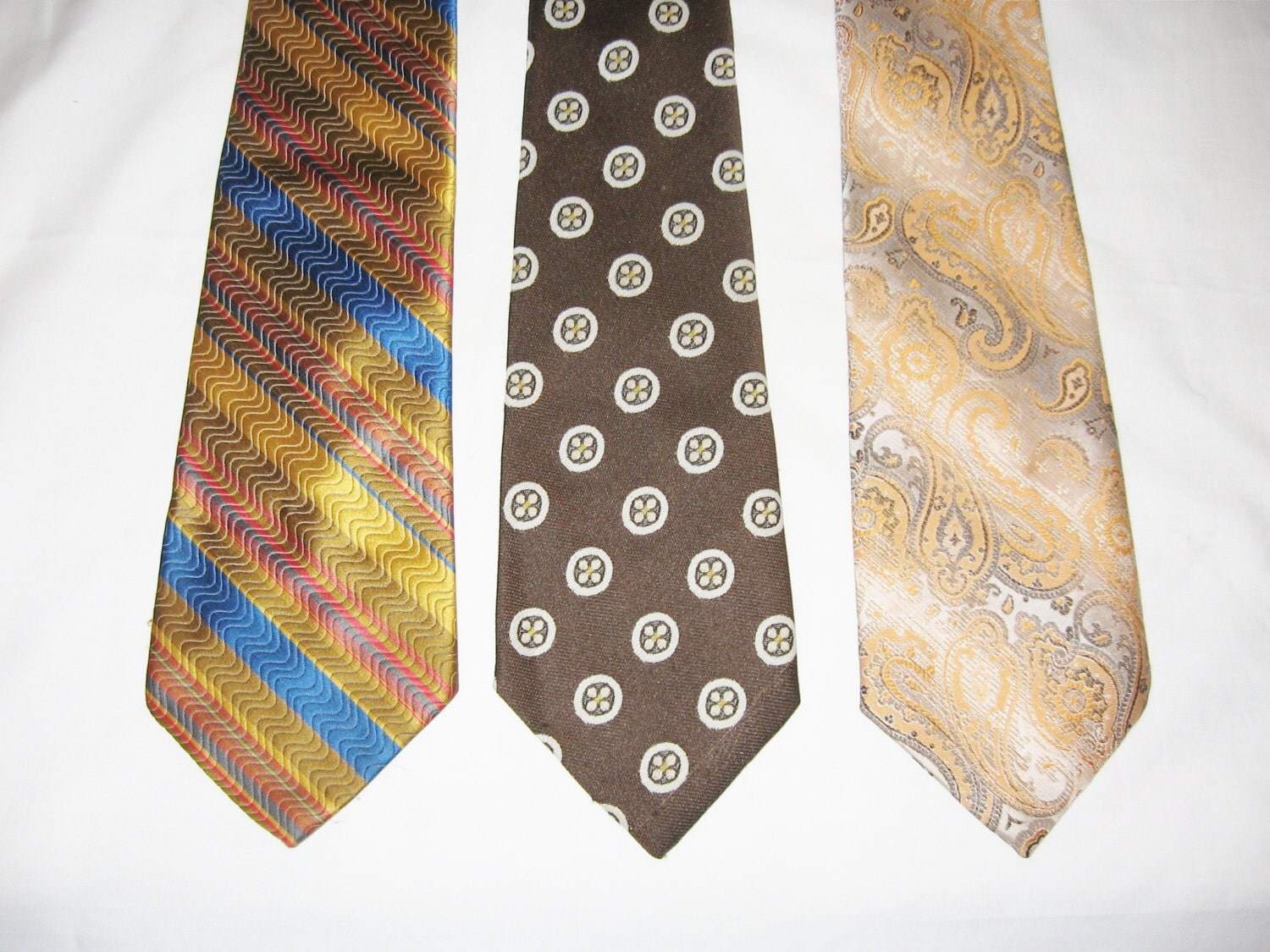 Lot of 3 Wide Vintage Ties 1970s