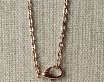 24 inch Pale Pink Rose Gold Chain necklace, dainty 2mm link, plated SF136