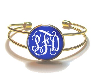Royal Blue Monogram Cuff Bracelet Style 323