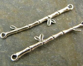 Delicate Bamboo - Artisan Sterling Silver Branch Links - One Pair - ldbb