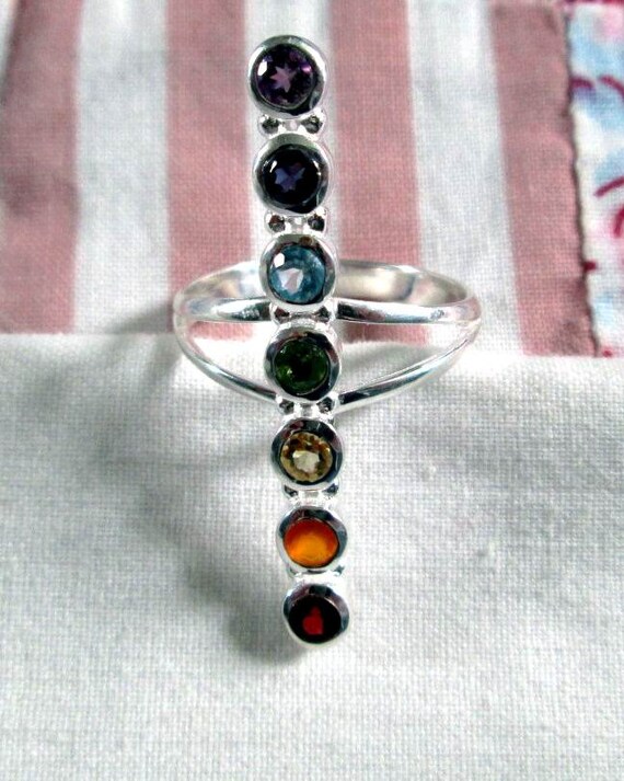 RING HEALING CHAKRA Gemstones 925 Sterling Silver