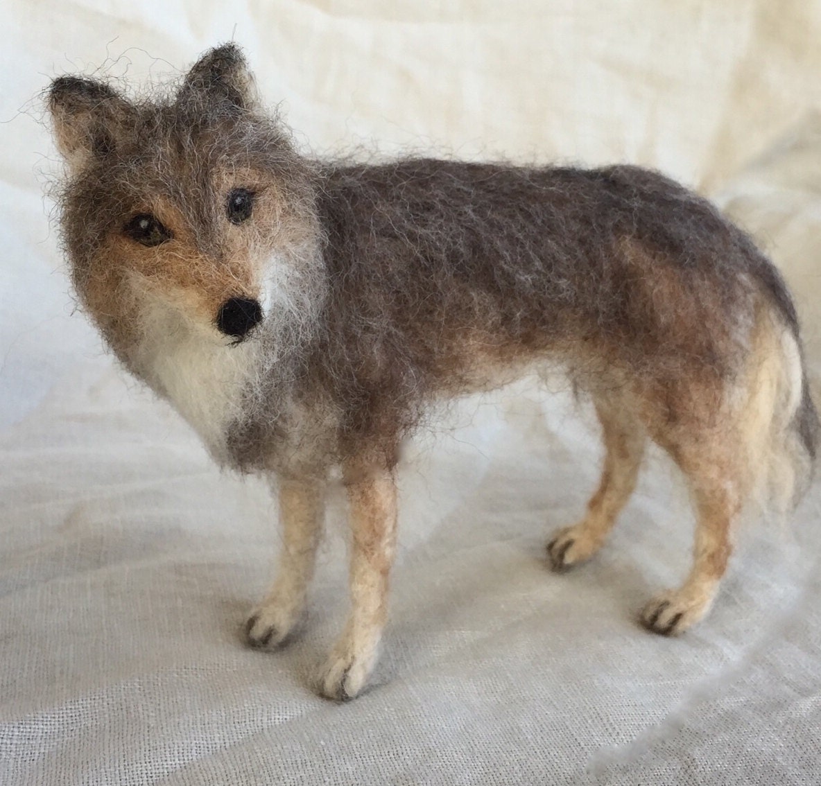 Needle Felted Grey Wolf Custom Original Realistic Wolves