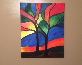 Stained Glass Tree Painting