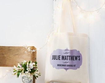 Bridesmaid Survival Kit Tote Bag - Personalised Gift for Bridesmaids and Maids of Honor
