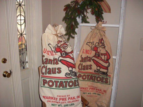 Santa sack Santa feed bag Christmas sack Christmas by FeedSackLady