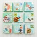 Birds & Butterflies 9 Original Mixed Media Paintings Nursery Art Cottage Decor Turquoise Light Blue
