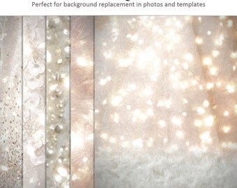 Digital Photography Background Set - WHITE CHRISTMAS - (5) 16x20 Large Backgrounds for Scrap Bookers and Photographers.