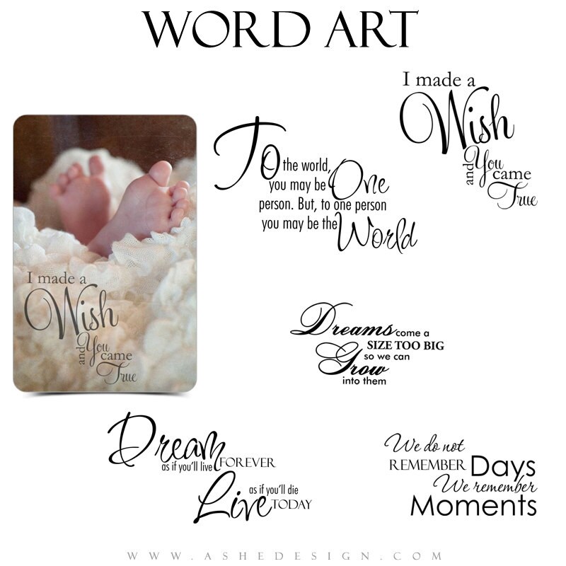 Inspirational Word Art Quotes Photo Overlays for Scrapbooking