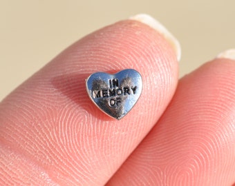 1 Memory Locket "In Memory Of" Heart Charm FL159