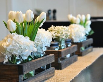 3 Wood Crate Centerpieces - Rustic Wedding Decor Crates