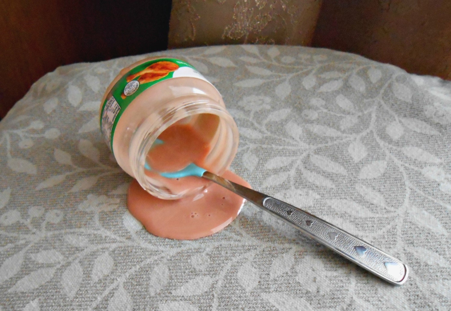 Fake Jar of Baby Food Chicken and Broth Blue Spoon Faux Reborn