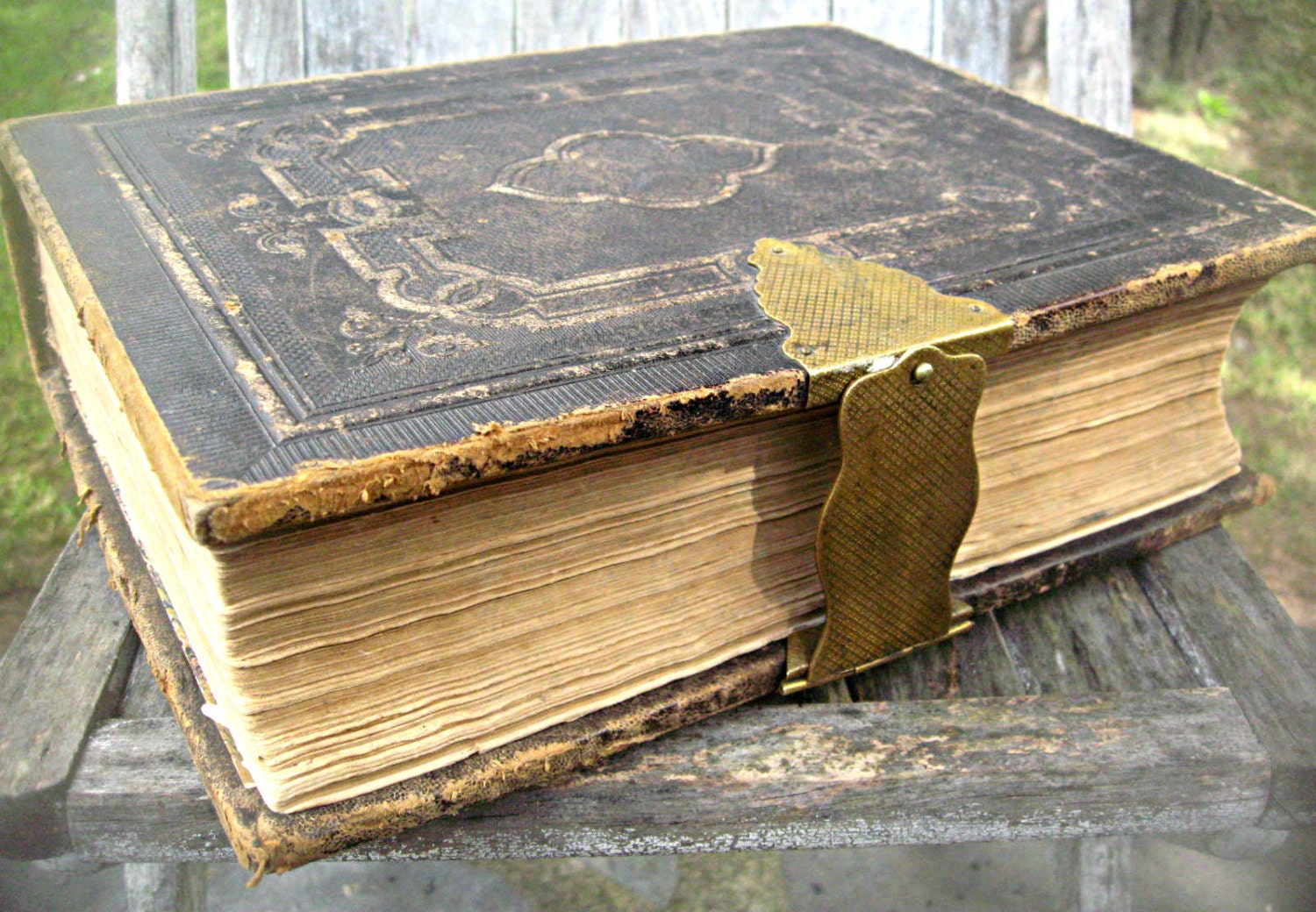 Antique german bible leather bible german by LittleBeachDesigns