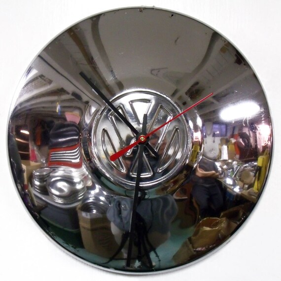 VW Beetle Wall Clock Volkswagen Bug Hubcap Clock by StarlingInk