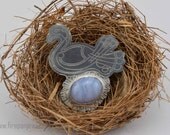 Mystical celtic bird - silver brooch with blue lace agate, sterling silver, etched, gemstone, nest, bird, handmade, one of a kind, nature Mystical celtic bird - silver brooch with blue lace agate, sterling silver, etched, gemstone, nest, bird, handmade, one of a kind, nature