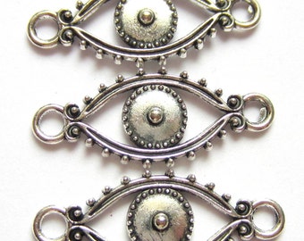 18 Evil eye charms antique silver metal jewelry connectors bracelet links boho chic steampunk supply 30mm x 12mm 3161(BB5),