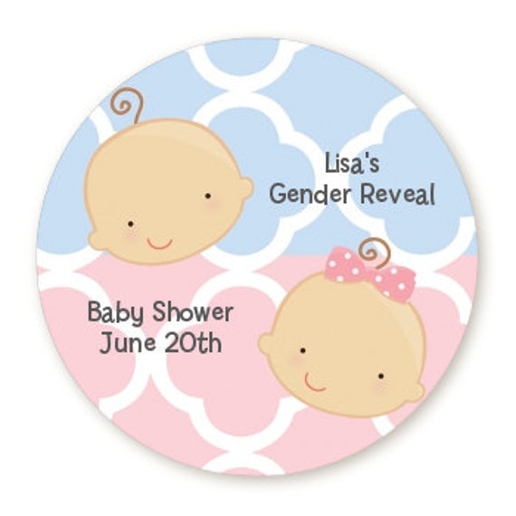 size baby shower 8 Gender  Shower Sticker Baby Personalized  Round Reveal