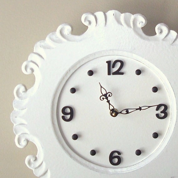 SILENT Cream Shabby Chic Wall Clock Large Wall by makingtimetc