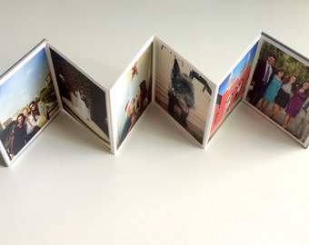 Red Accordion Book Mini Photo Album 4"x4" - Wedding Favors - Birthday Gift - Keepsake Album