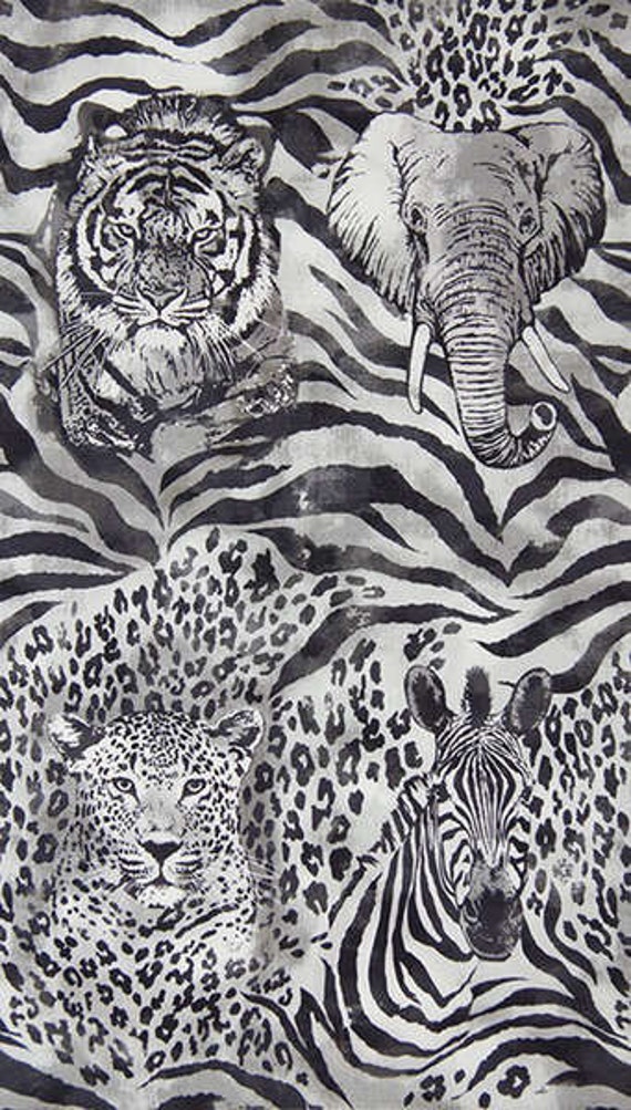 Robert Kaufman Grey Wild Side Zebra fabric by the yard