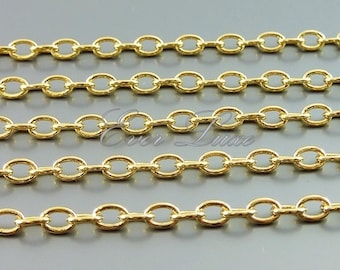1 foot shiny gold 5mm x 4mm plain oval link rolo chain, high quality chains, chain bracelet, statement necklaces B112-BG