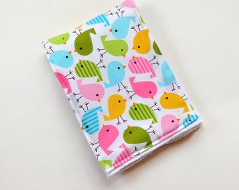 Baby Burp Cloth, Burping Pad, Colorful Birds, Baby Girl Burp Cloth, Infant BurpCloth, Baby Gift
