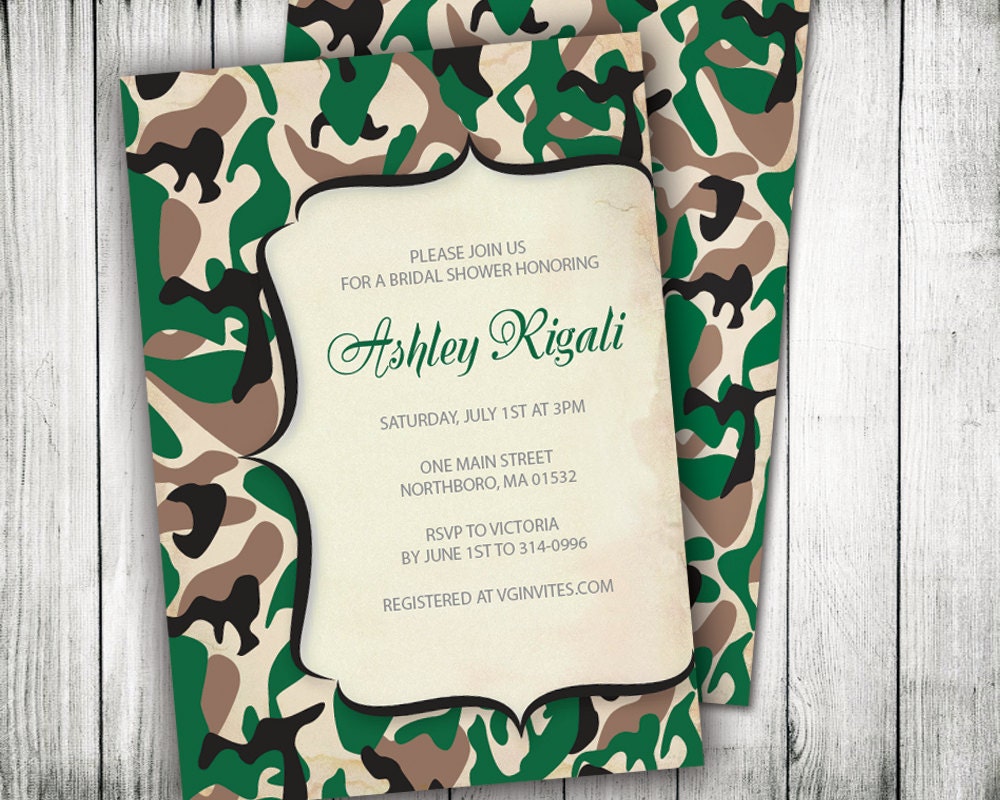 Camouflage Invitation Camo Invite Custom Printable