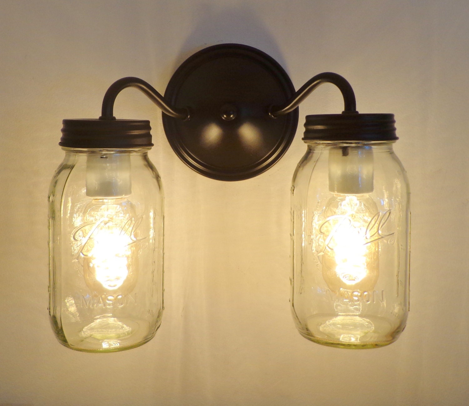 Canning Jar DOUBLE Wall Sconce NEW Quarts Mason by LampGoods