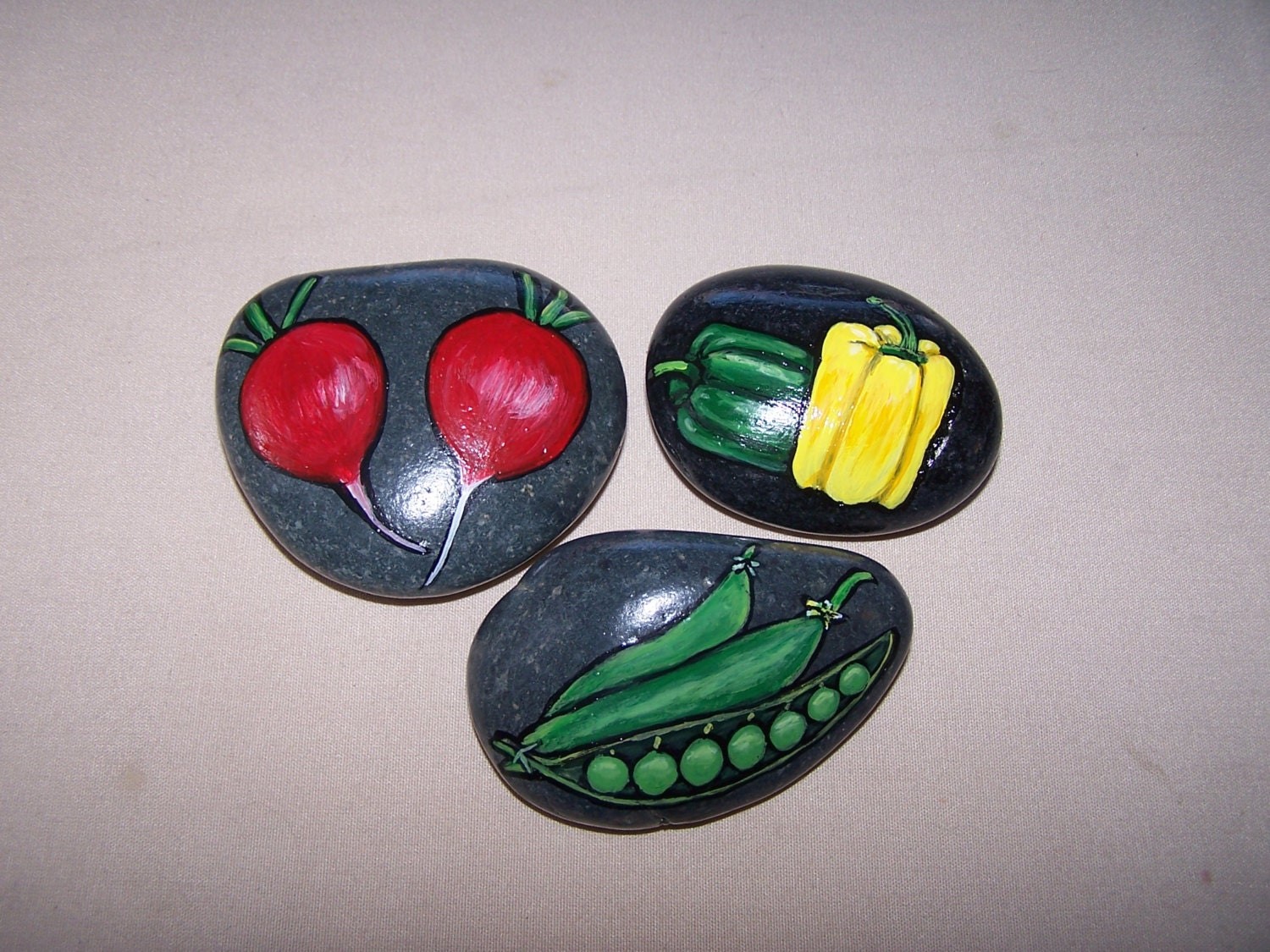 Garden Vegetables Hand Painted on Stone/Rock by ArtHorizonsStudio