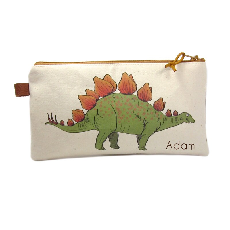 Dinosaur Pencil Case Stegosaurus Pouch Personalised Gift for