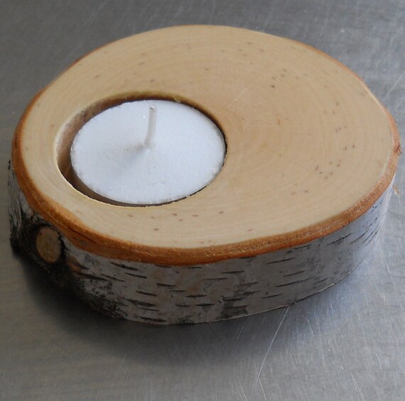 Items similar to Birch Branch Slice Tea Light Holder for a Natural